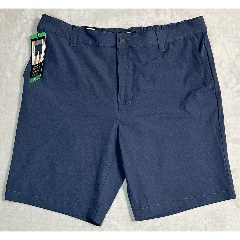 NWT Banana Republic Mens 38 Vintage Indigo Comfort Flat Front Performance Shorts